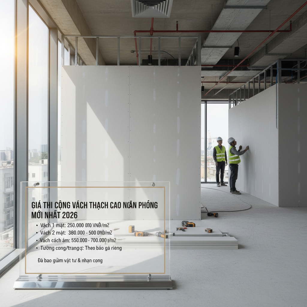 Giá Thi Công Vách Thạch Cao Ngăn Phòng Mới Nhất 2026 