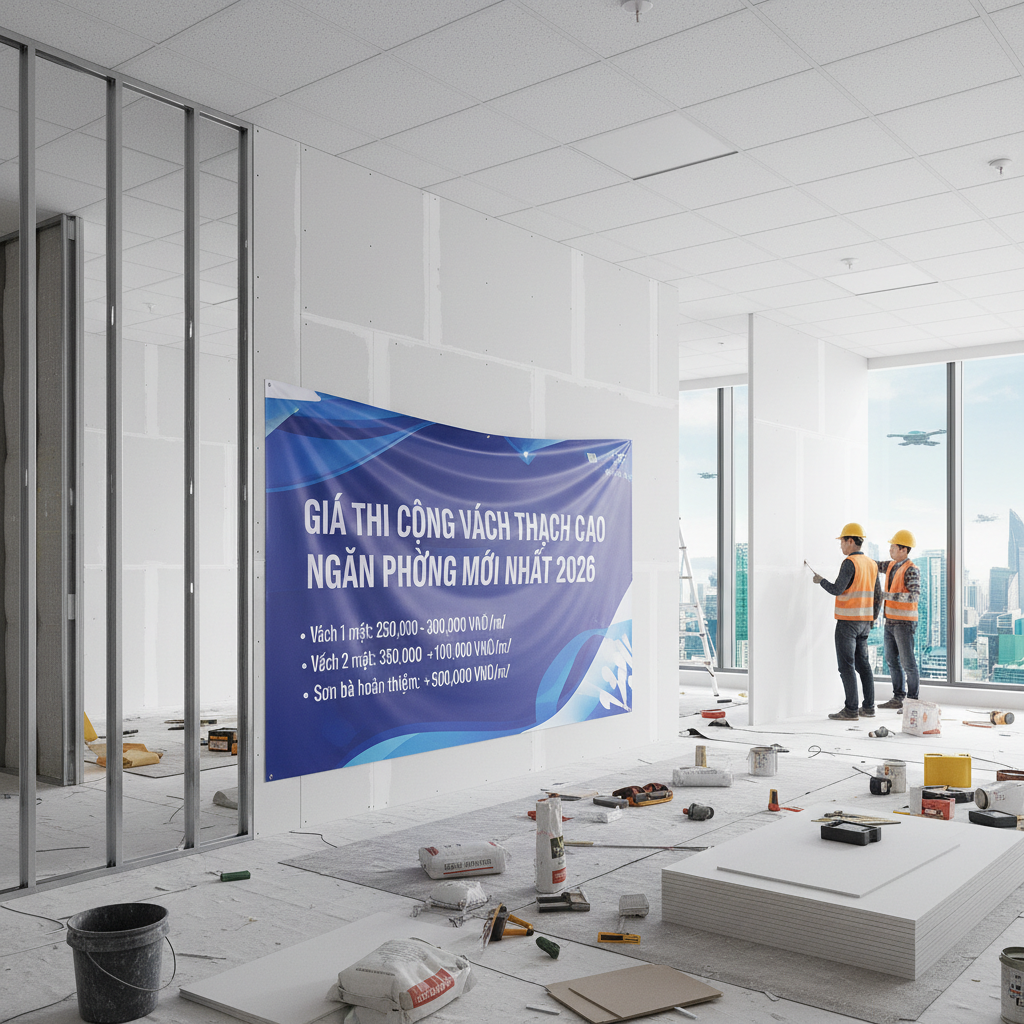 Giá Thi Công Vách Thạch Cao Ngăn Phòng Mới Nhất 2026