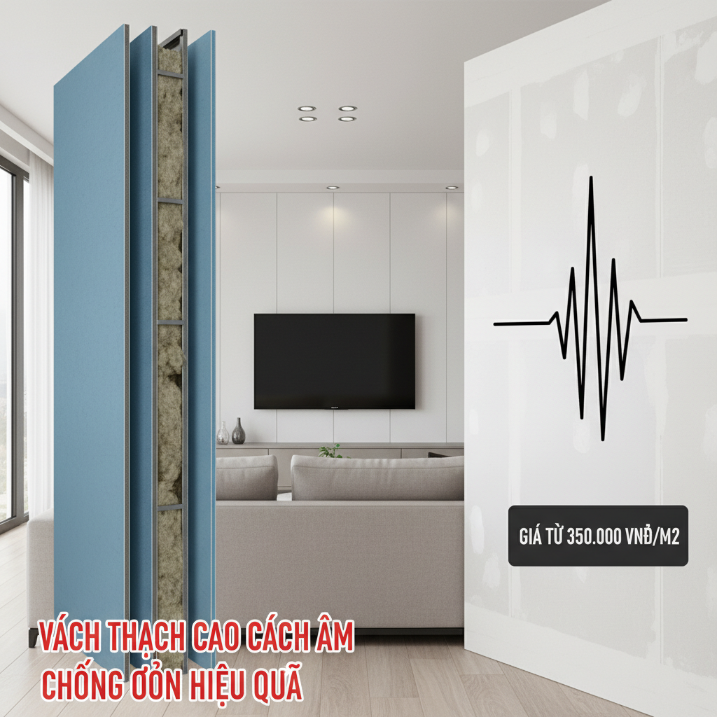giá vách thạch cao cách âm chống ồn hiệu quả