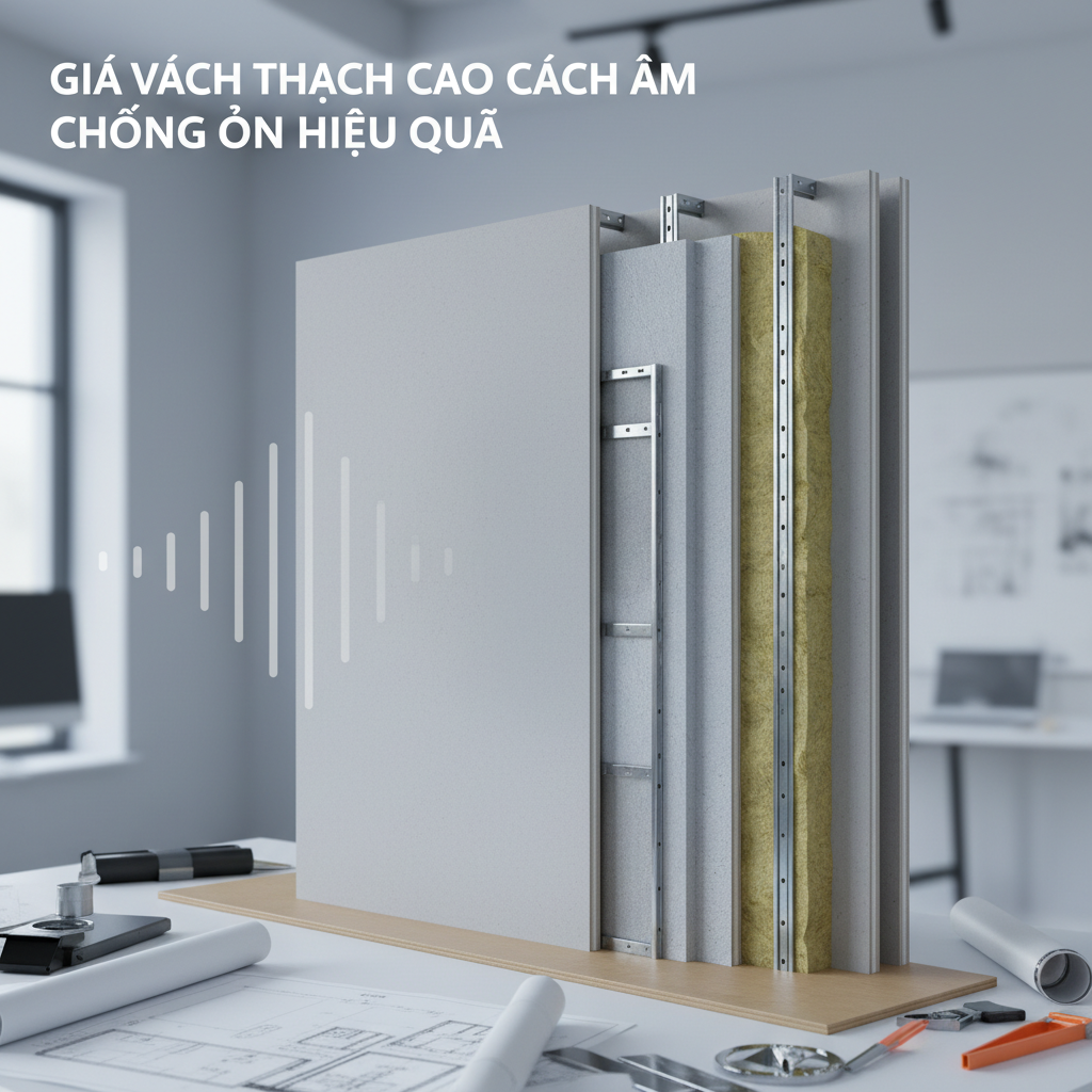 giá vách thạch cao cách âm chống ồn hiệu quả