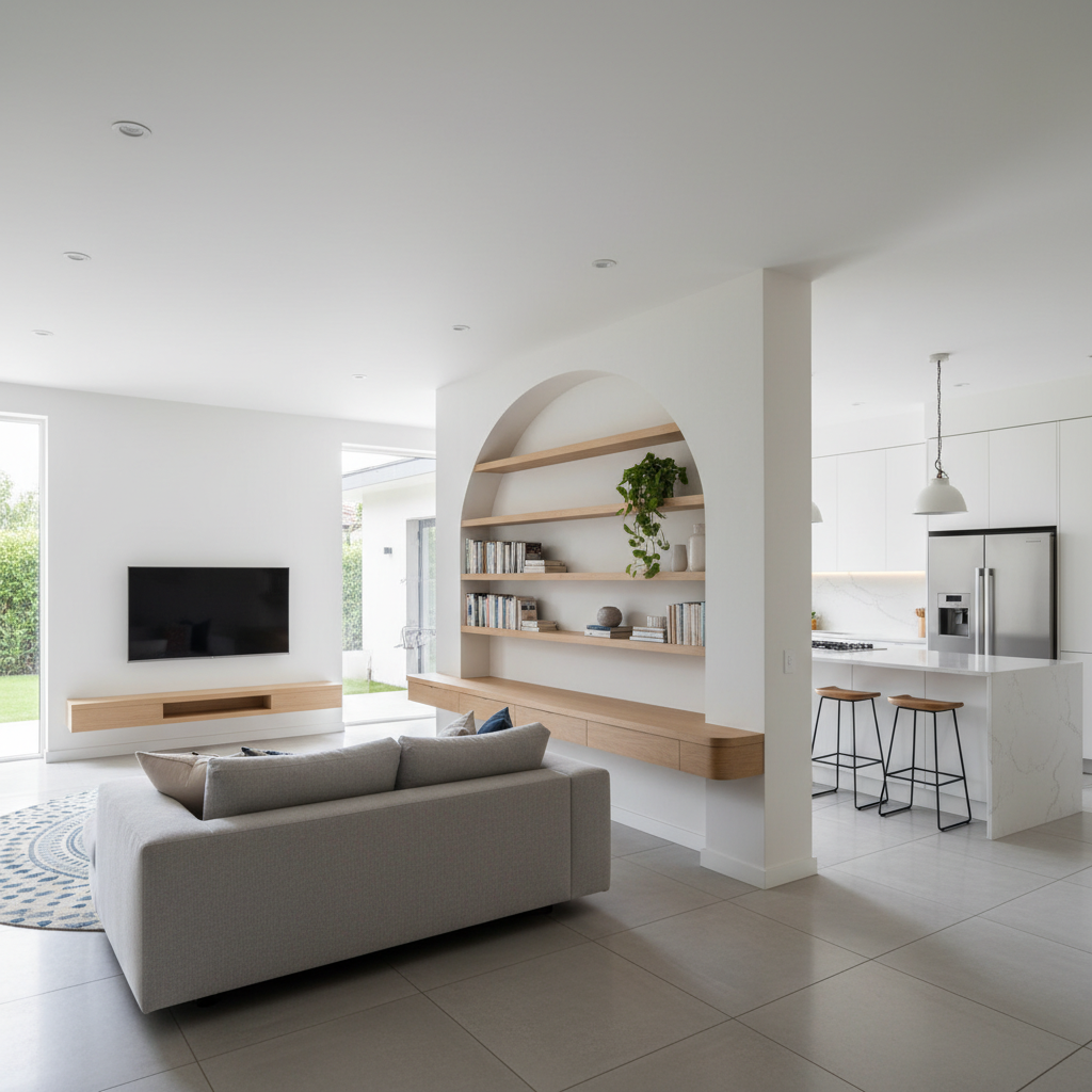 làm vách thạch cao ngăn phòng khách và bếp