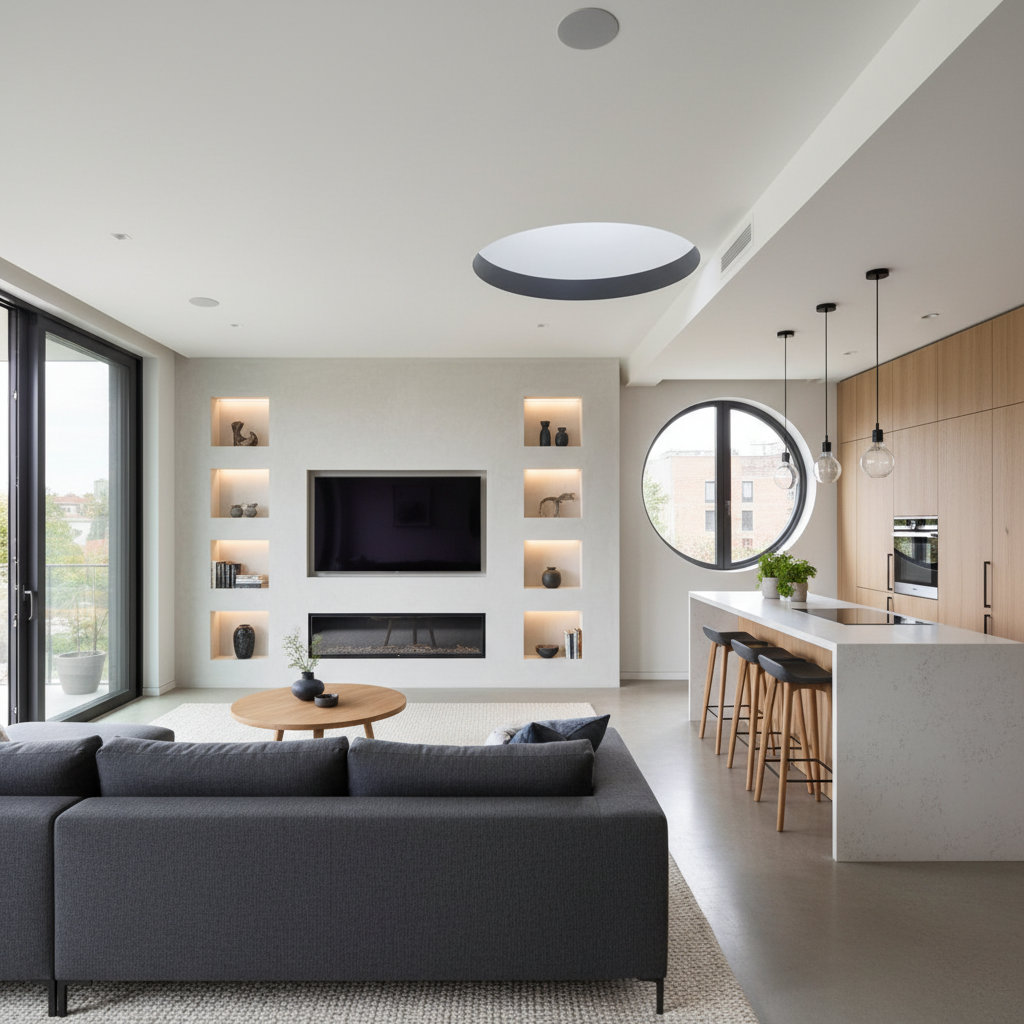 làm vách thạch cao ngăn phòng khách và bếp