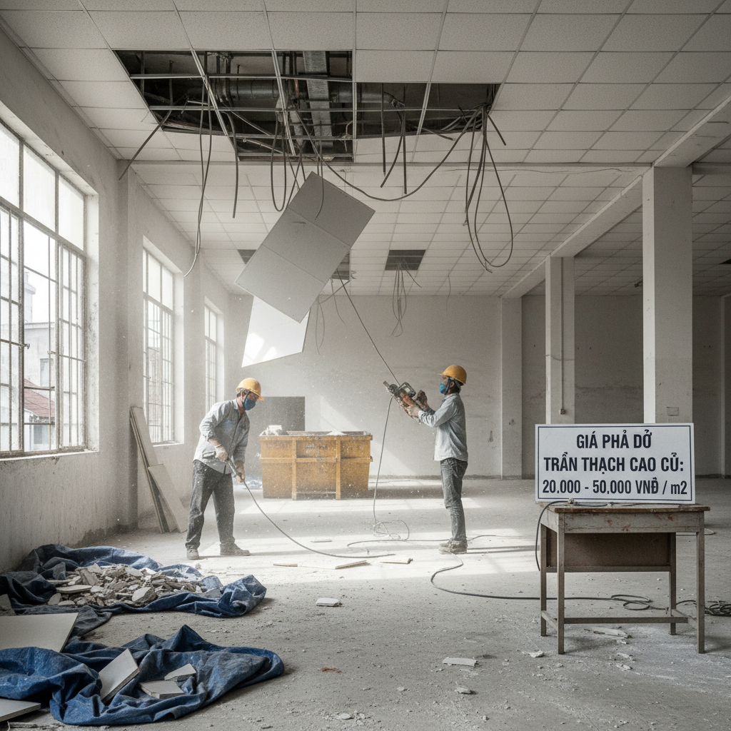 Giá Phá Dỡ Trần Thạch Cao Cũ Bao Nhiêu Tiền m2