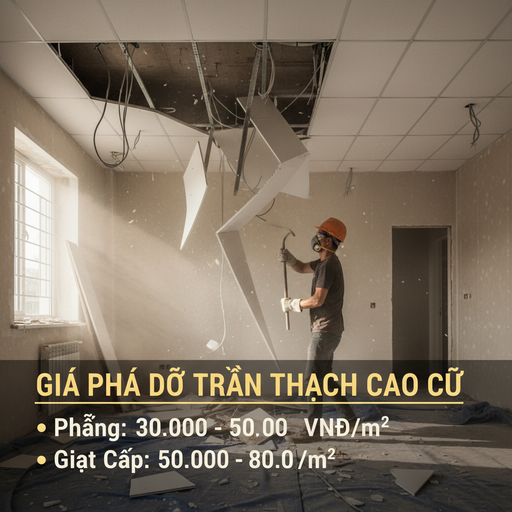 Giá Phá Dỡ Trần Thạch Cao Cũ Bao Nhiêu Tiền m2