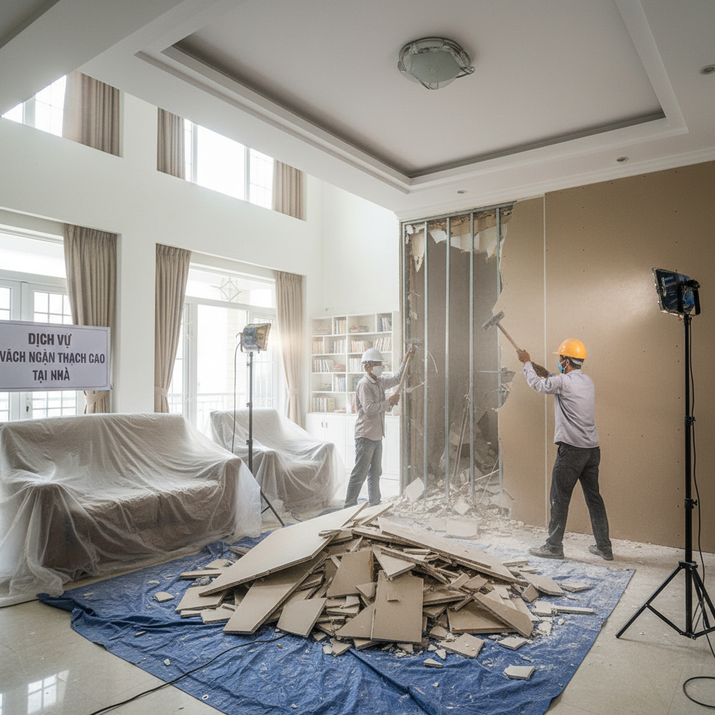 Dịch vụ phá dỡ vách ngăn thạch cao tại nhà