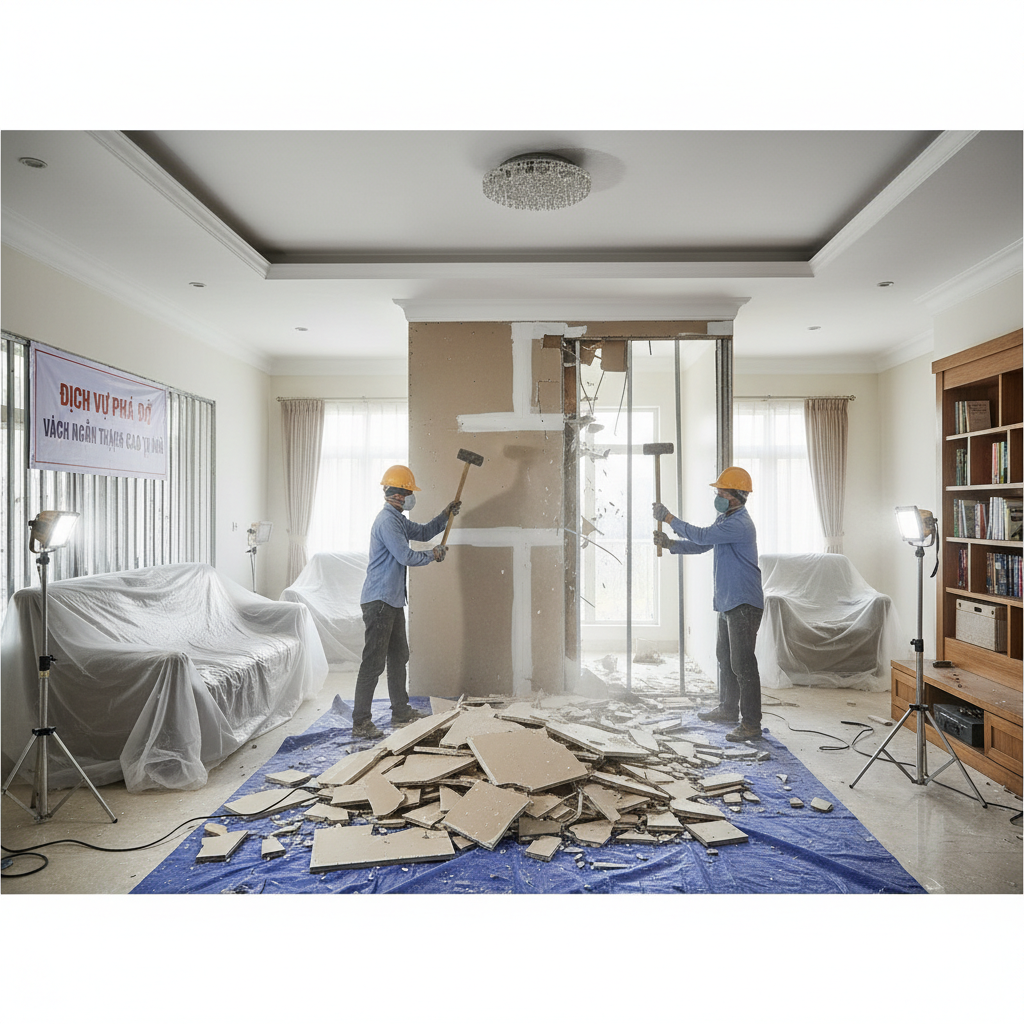 Dịch vụ phá dỡ vách ngăn thạch cao tại nhà 