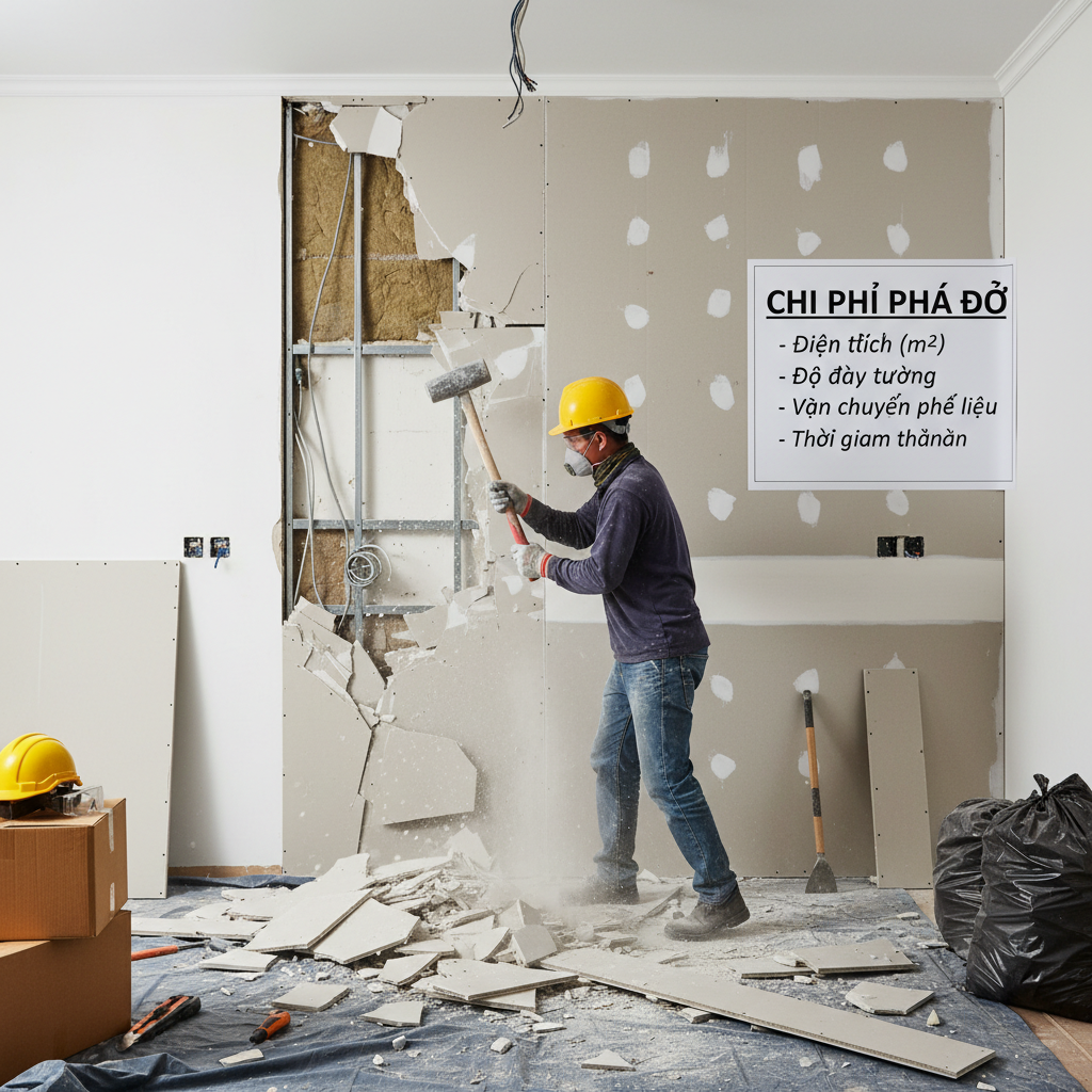 Bí quyết tiết kiệm chi phí khi phá dỡ tường thạch cao