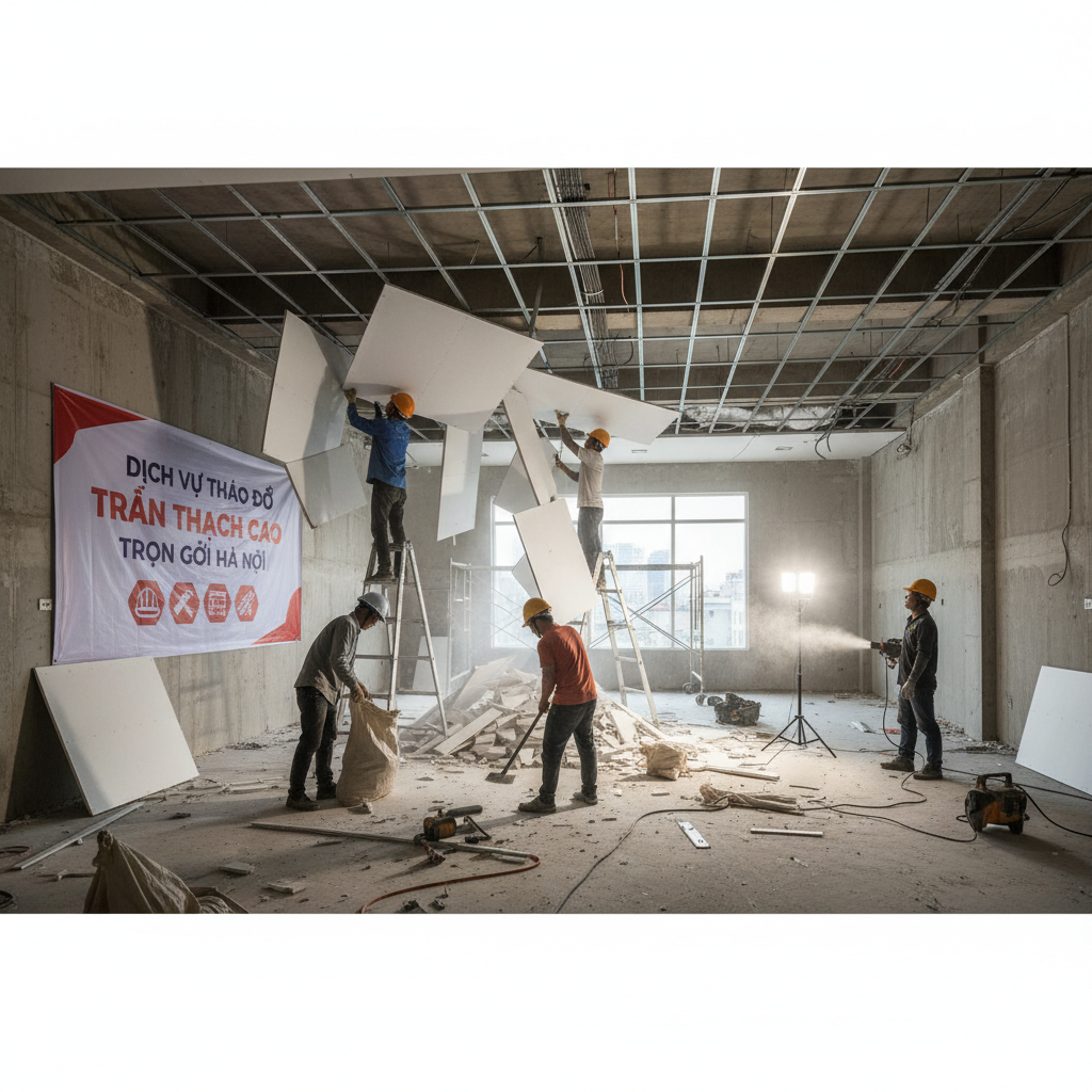 dịch vụ tháo dỡ trần thạch cao trọn gói Hà Nội