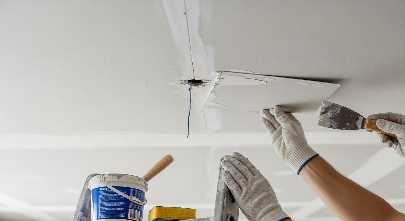 Vá trần thạch cao bị thủng Cách xử lý hiệu quả để giữ vững vẻ đẹp nội thất và độ bền công trình