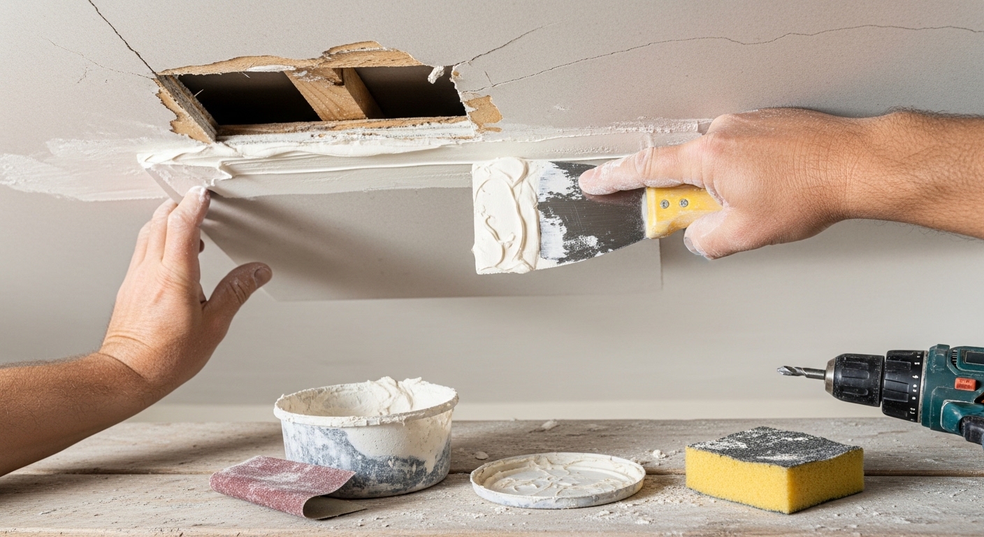 Vá trần thạch cao bị thủng Cách xử lý hiệu quả để giữ vững vẻ đẹp nội thất và độ bền công trình